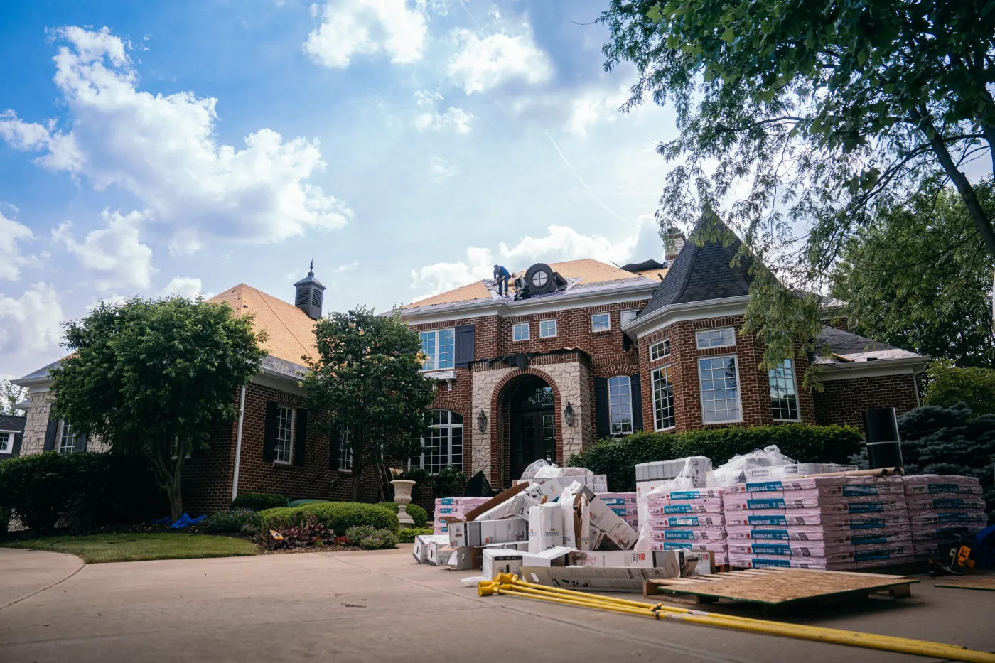 Tarping and dry-in on a Clarks Hill commercial roof